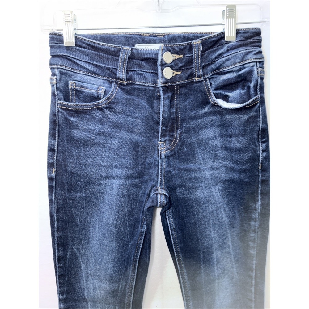 Kancan High Rise Raw Hemmed Flare Leg Distressed Denim Jeans 144635 Size 12 - Picture 2 of 12